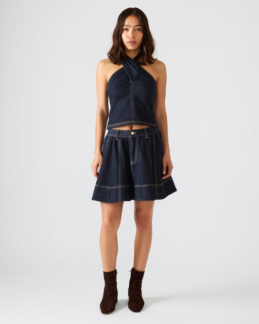 Steve Madden SLOAN Ink Denim Flowy Mini Women's Skirt