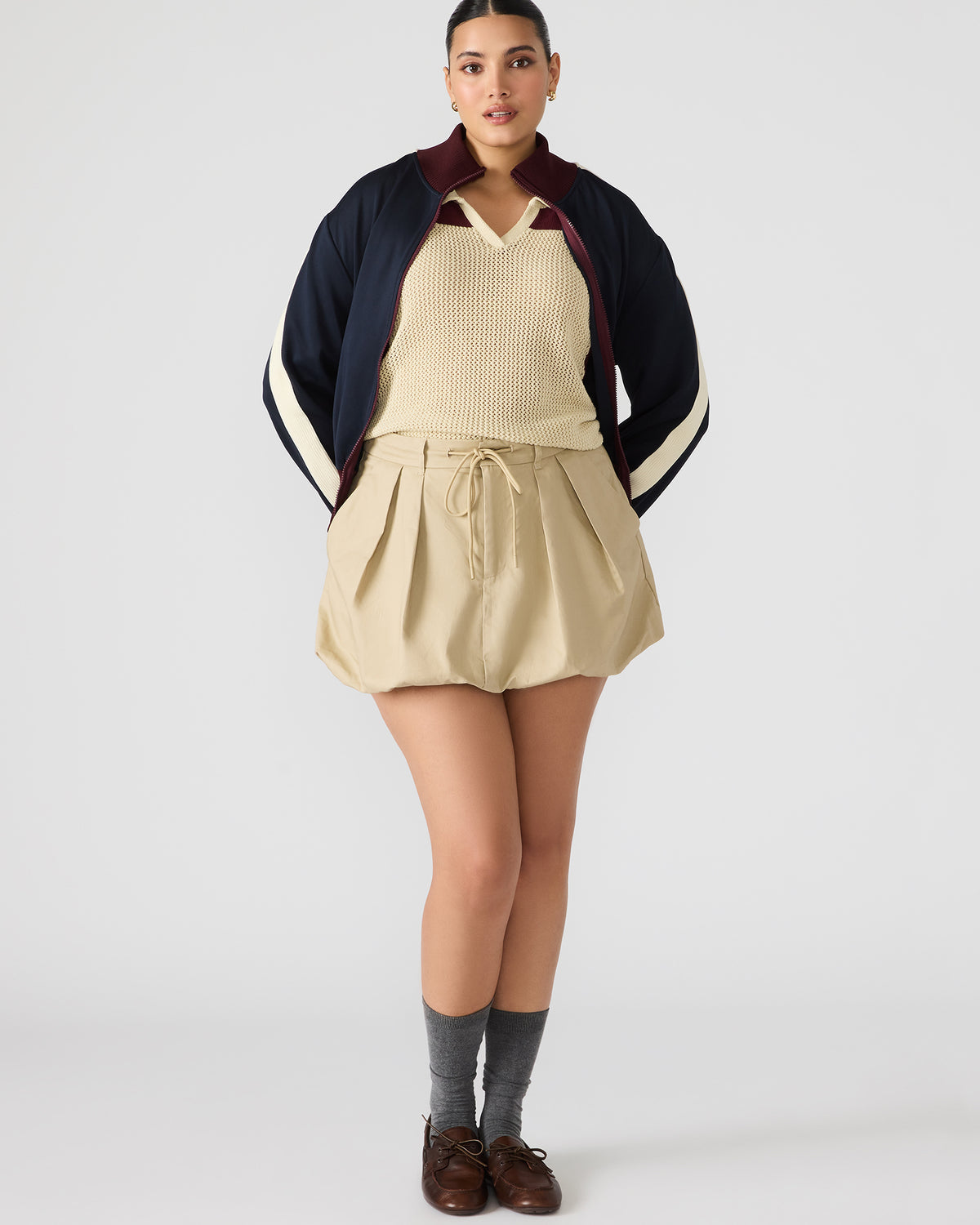 Steve Madden LIVIE Khaki Mini Tie-Front Bubble Women's Skirt