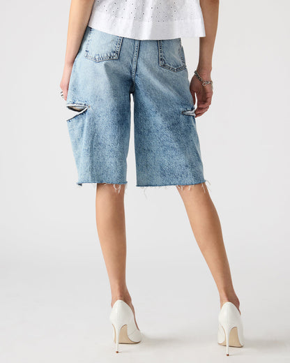 Steve Madden LANGE Denim Women's Side Slit Barrel Shorts