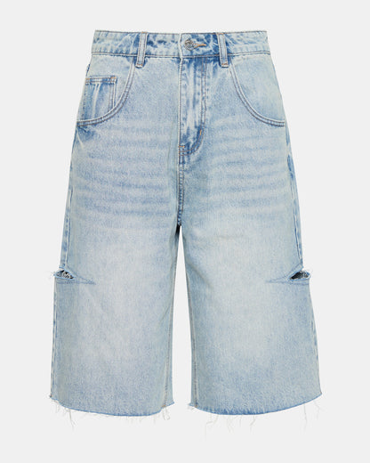 Steve Madden LANGE Denim Women's Side Slit Barrel Shorts