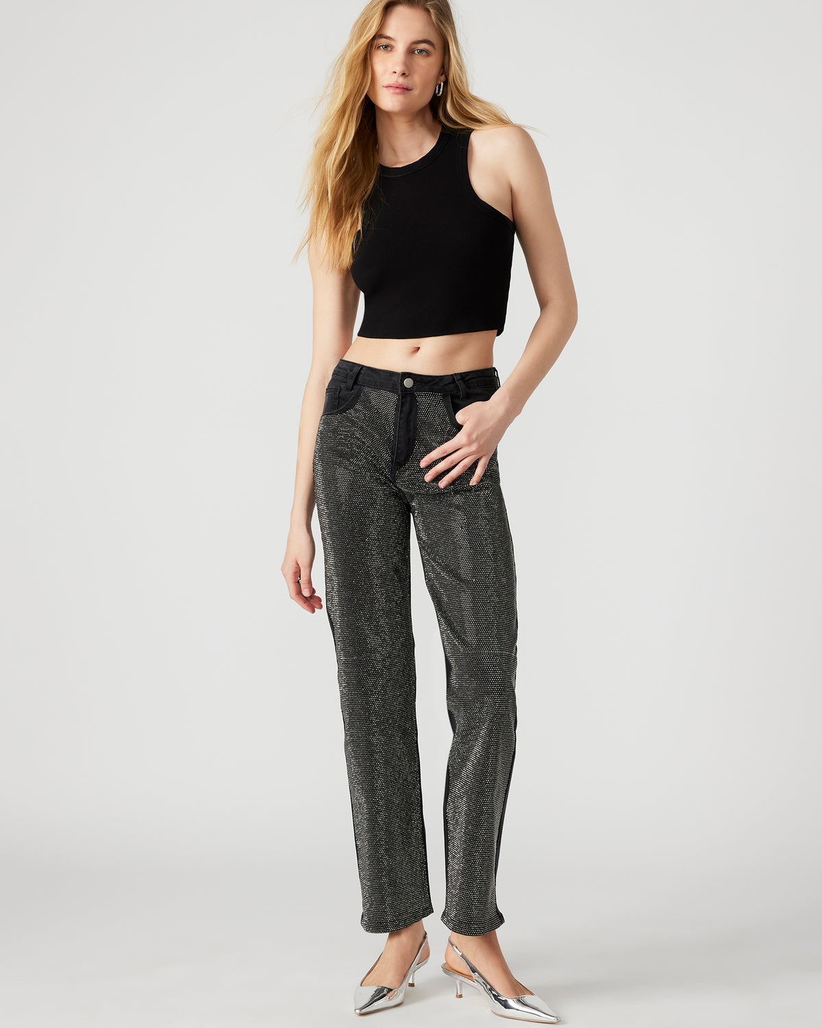 Steve Madden JESSE Black Women's Rhinestone Studded Jeans