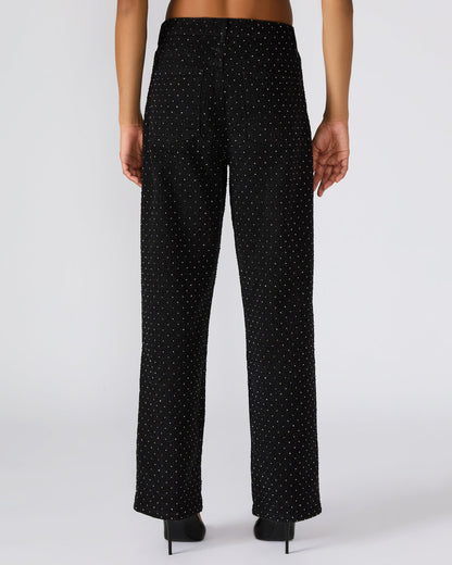 Steve Madden AVALINE Crystal Black Straight-Leg Rhinestone Embellished Denim Women's Jeans