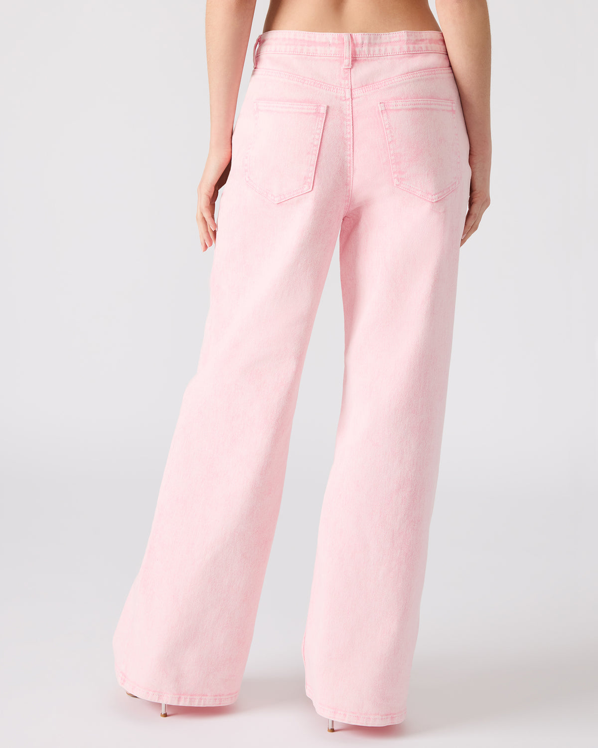 Steve Madden ROZ Pink Wide-Leg Washed Denim Women's Pant