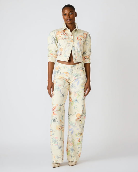 Steve Madden RORI Vintage Ivory Straight-Leg Denim Floral Print Women's Bottoms