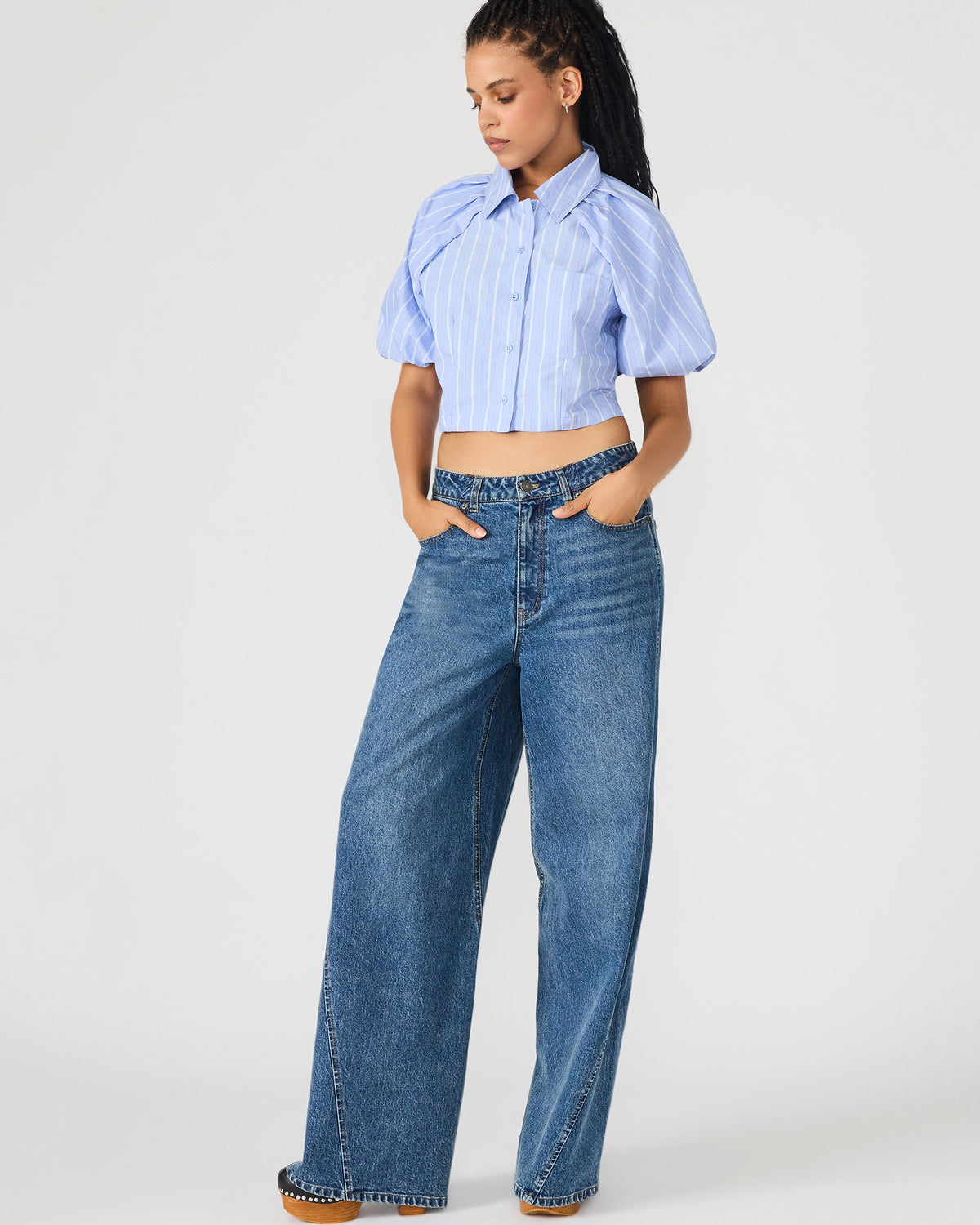 Steve Madden MELLIE Midnight Blue Denim Wide-Leg Women's Jeans