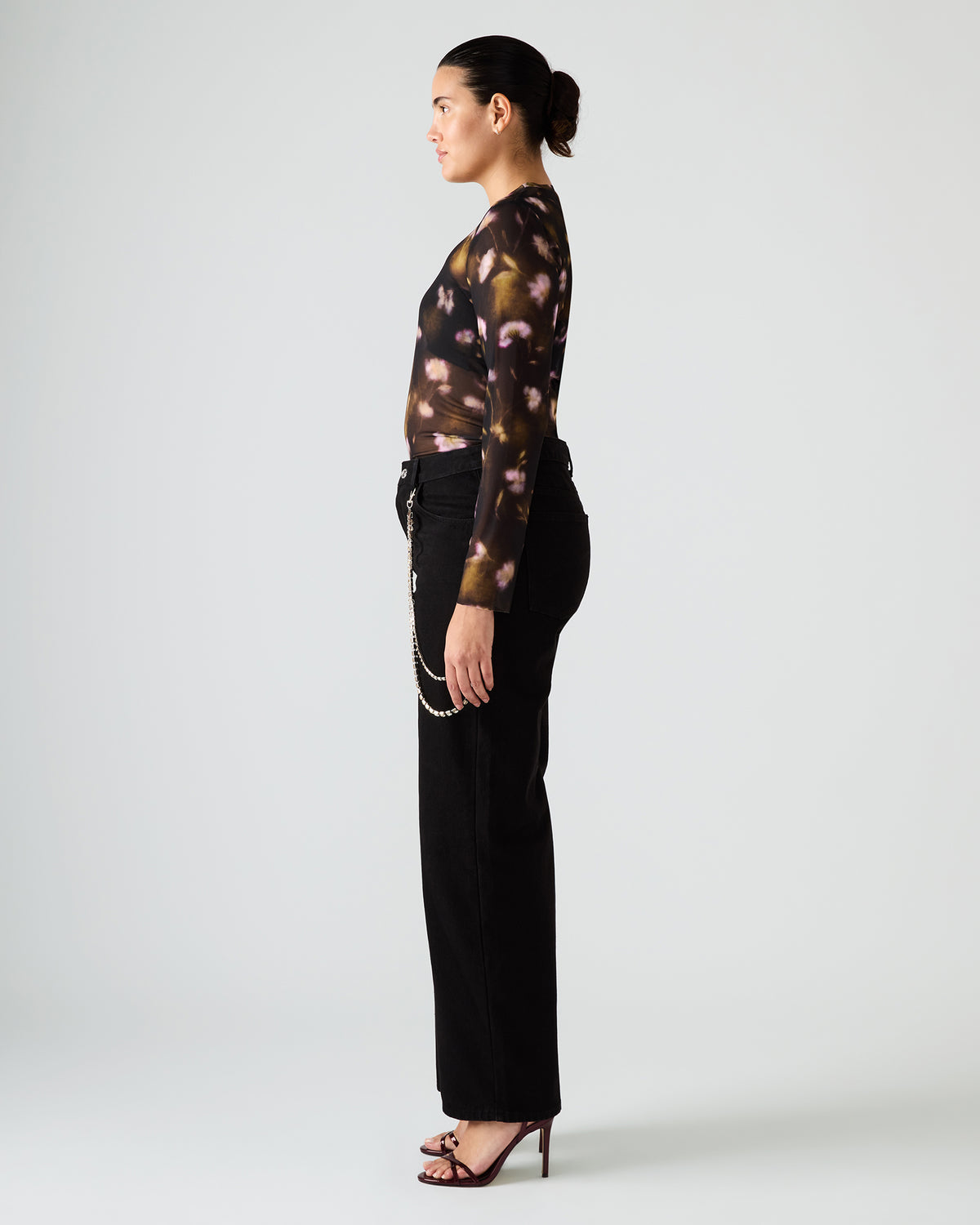 Steve Madden SWIFT Black Wide-Leg Denim Chain Women's Jean