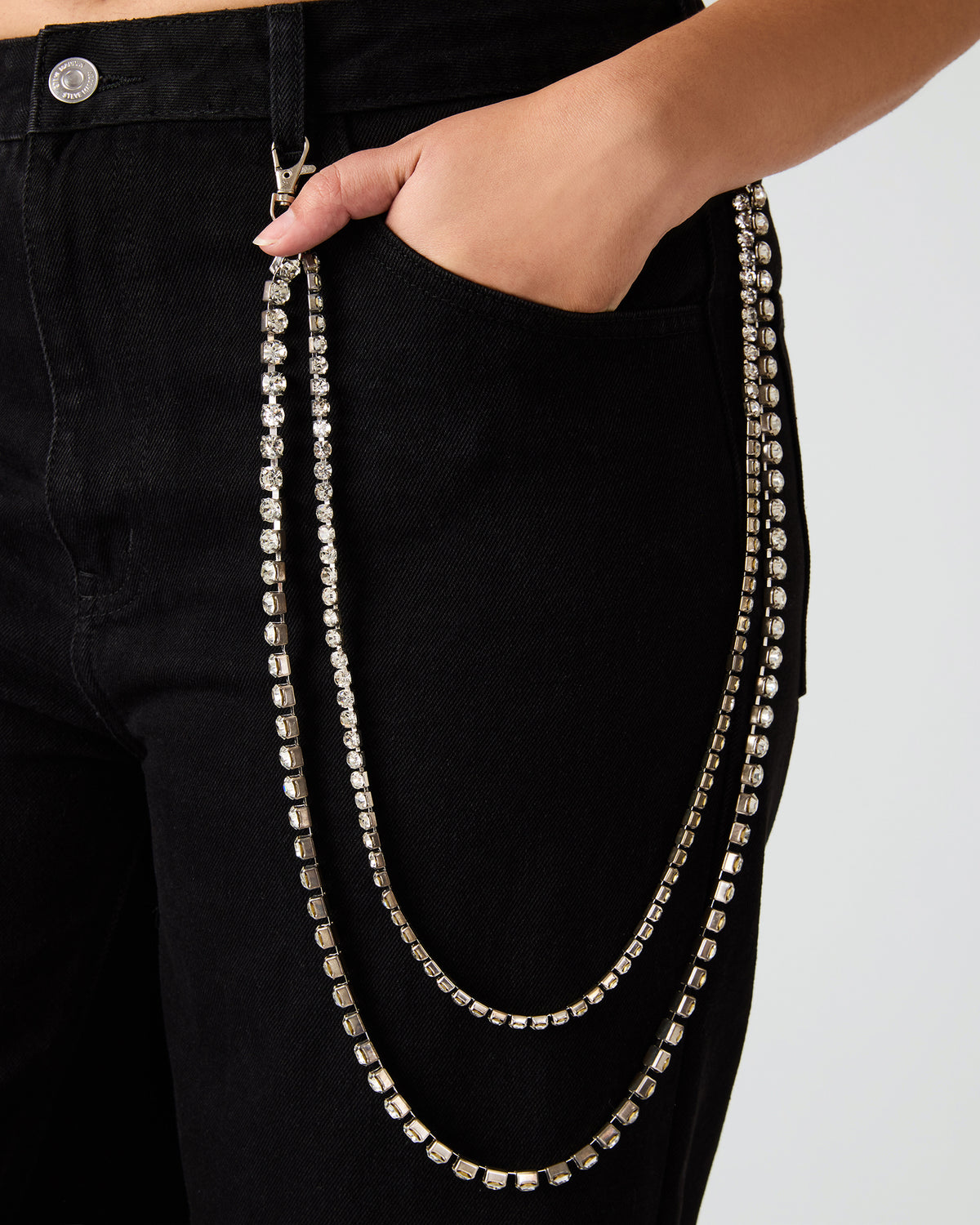 Steve Madden SWIFT Black Wide-Leg Denim Chain Women's Jean