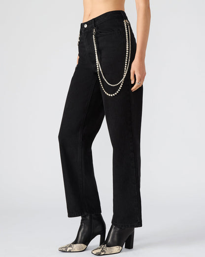 Steve Madden SWIFT Black Wide-Leg Denim Chain Women's Jean