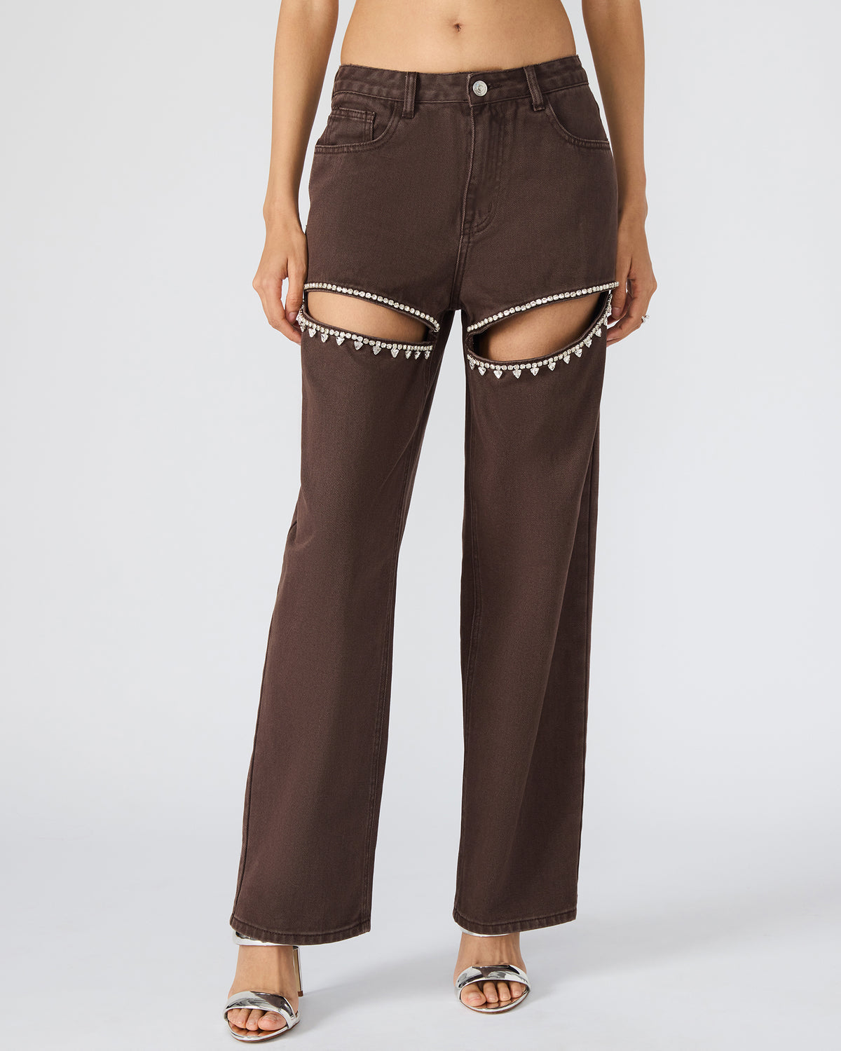 Steve Madden TAYLOR Jean Cocoa Brown Women's Cutout Jeans