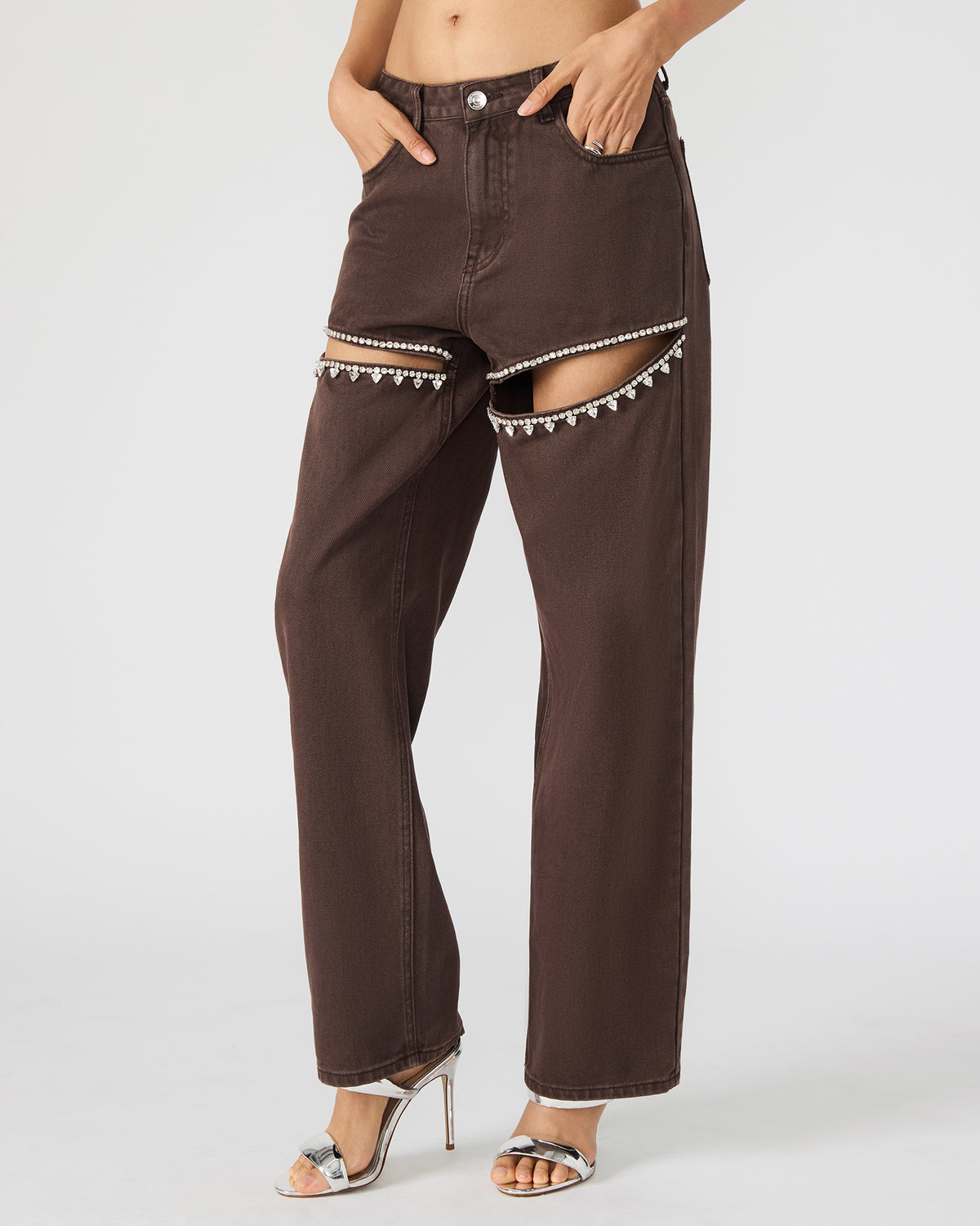 Steve Madden TAYLOR Jean Cocoa Brown Women's Cutout Jeans