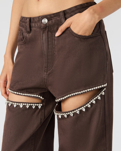 Steve Madden TAYLOR Jean Cocoa Brown Women's Cutout Jeans