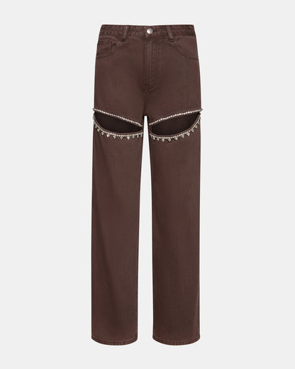 Steve Madden TAYLOR Jean Cocoa Brown Women's Cutout Jeans