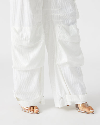 Steve Madden DUO White Sequin Women's Utility Cargo Pants