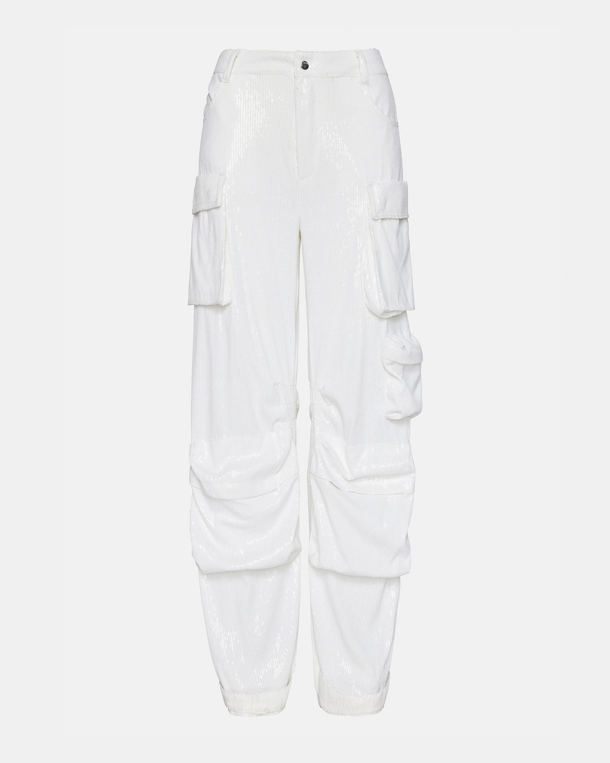Steve Madden DUO White Sequin Women's Utility Cargo Pants
