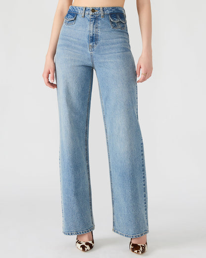 Steve Madden GERALDINE Forever Blue Denim Straight-Leg Women's Jeans