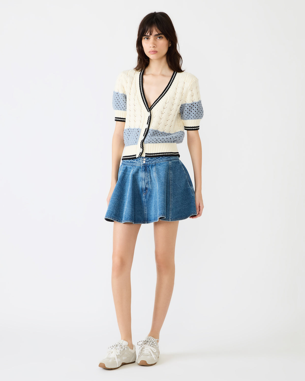 Steve Madden LILLIANY Aruba Blue Pleated Denim Mini Women's Skirt