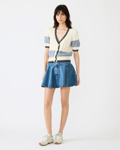Steve Madden LILLIANY Aruba Blue Pleated Denim Mini Women's Skirt