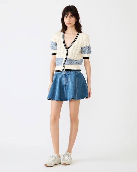 Steve Madden LILLIANY Aruba Blue Pleated Denim Mini Women's Skirt