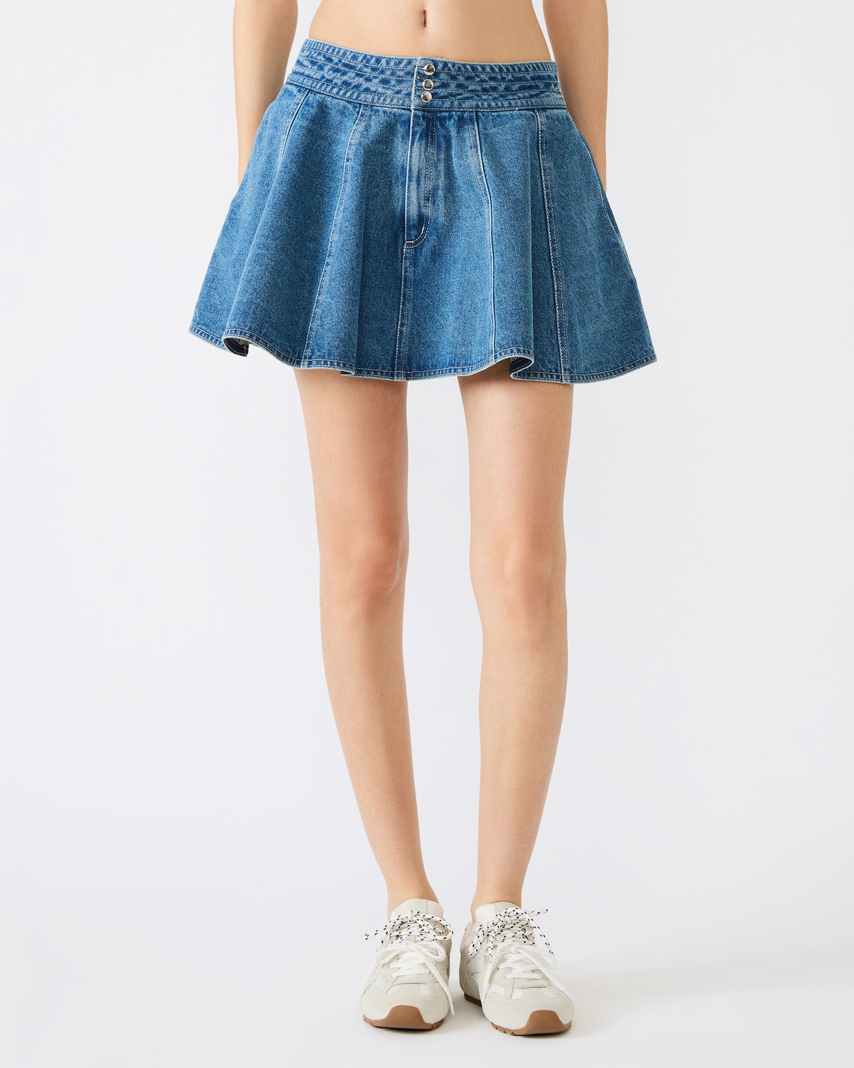 Steve Madden LILLIANY Aruba Blue Pleated Denim Mini Women's Skirt