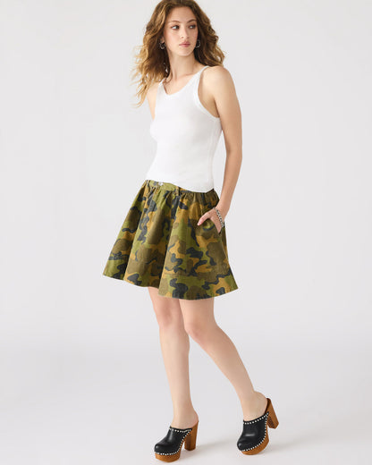 Steve Madden SLOAN Camouflage Mini Denim A-Line Women's Skirt