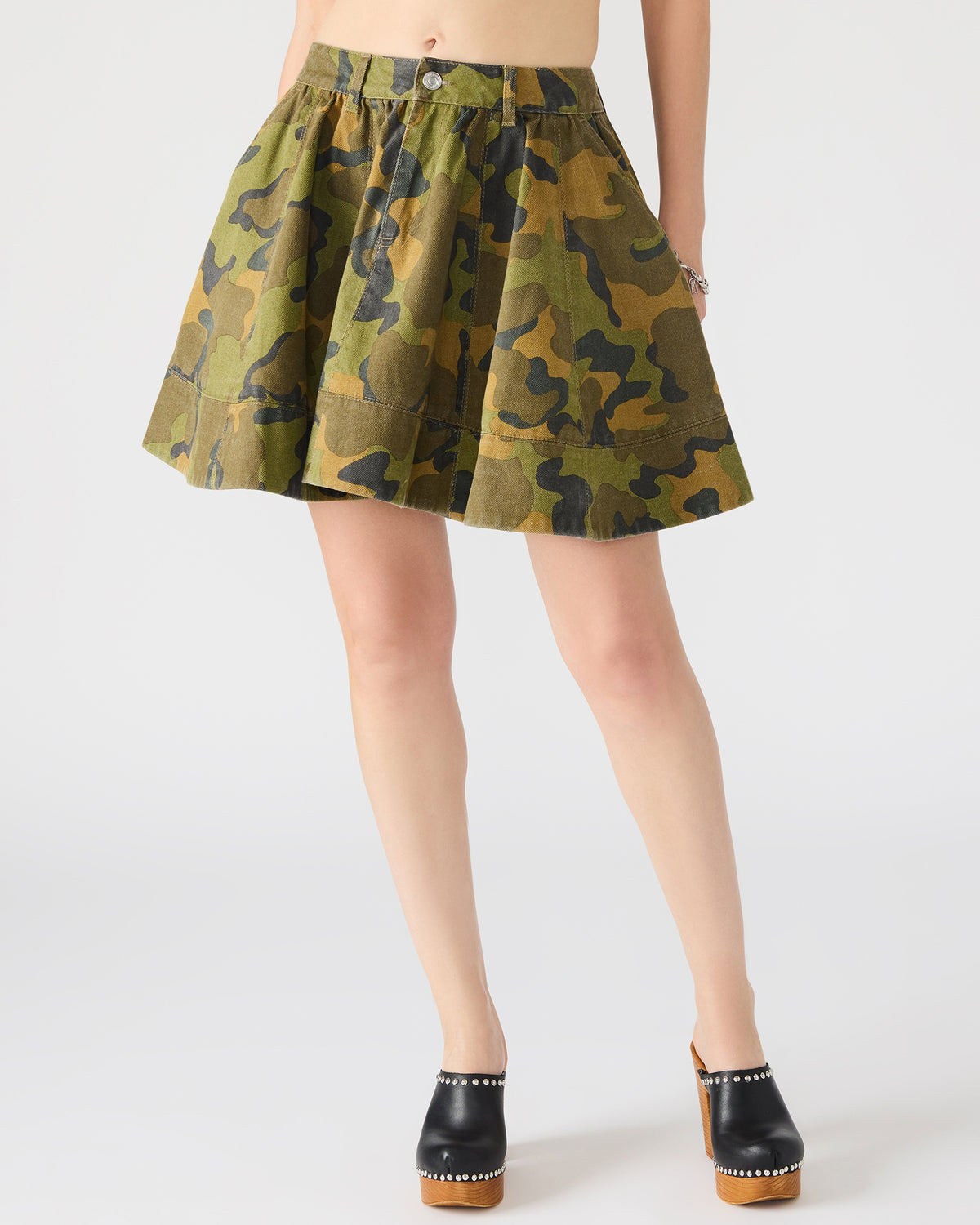 Steve Madden SLOAN Camouflage Mini Denim A-Line Women's Skirt
