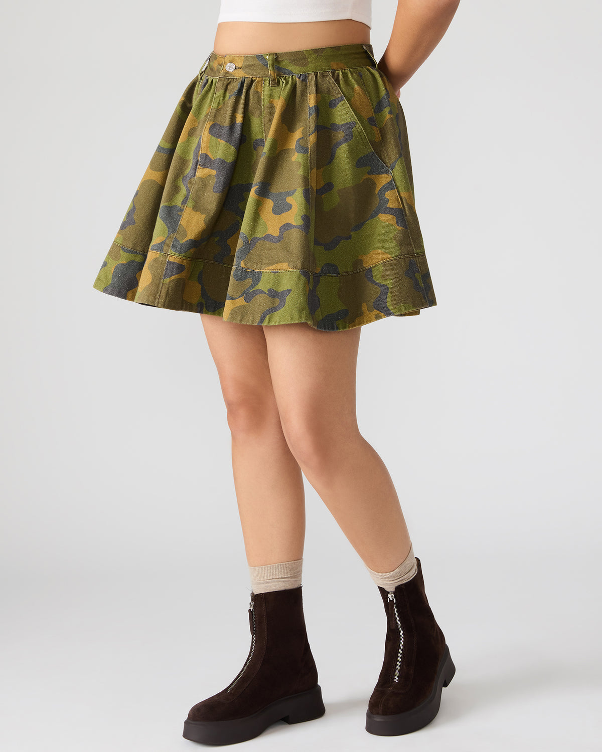 Steve Madden SLOAN Camouflage Mini Denim A-Line Women's Skirt
