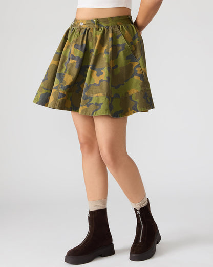 Steve Madden SLOAN Camouflage Mini Denim A-Line Women's Skirt
