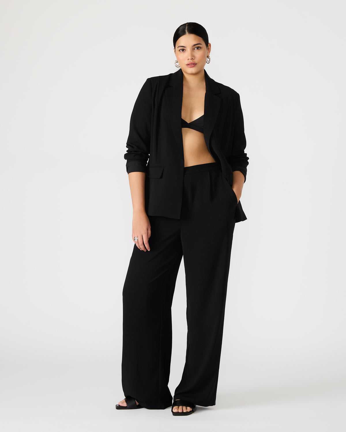 Steve Madden PAYTON Pant Black | Women's Wide Leg Trousers