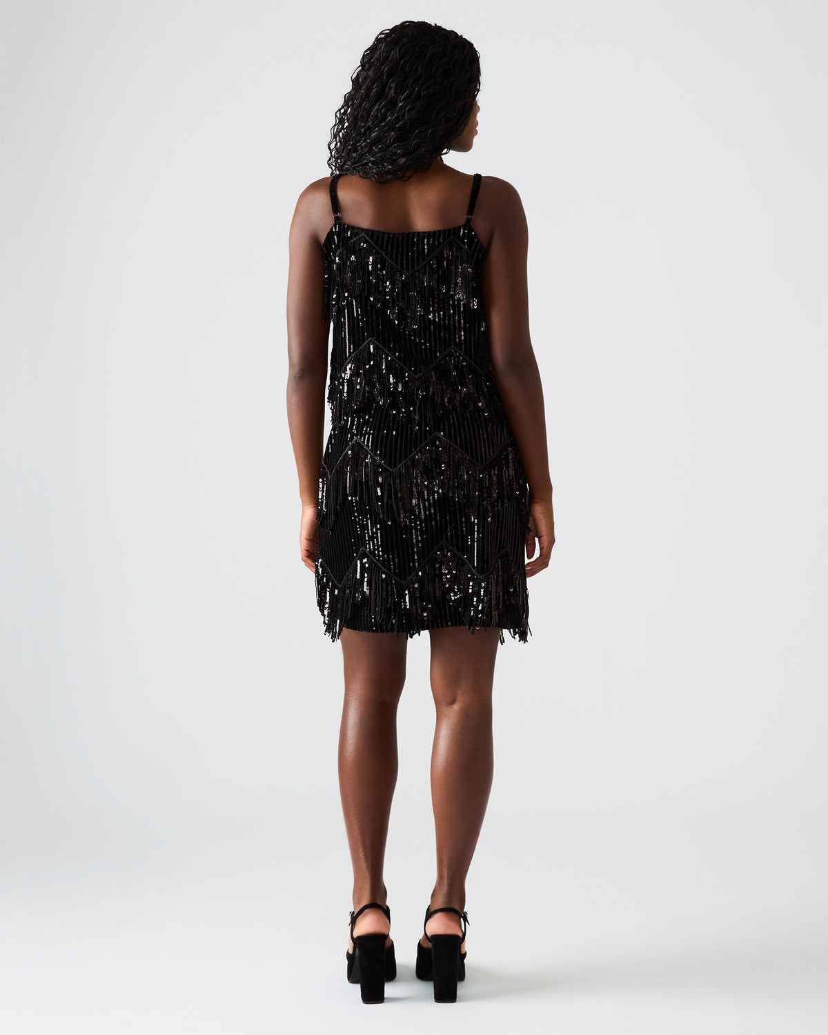 Steve Madden CINDI Sequin Black Fringe Embellished Women's Skirt