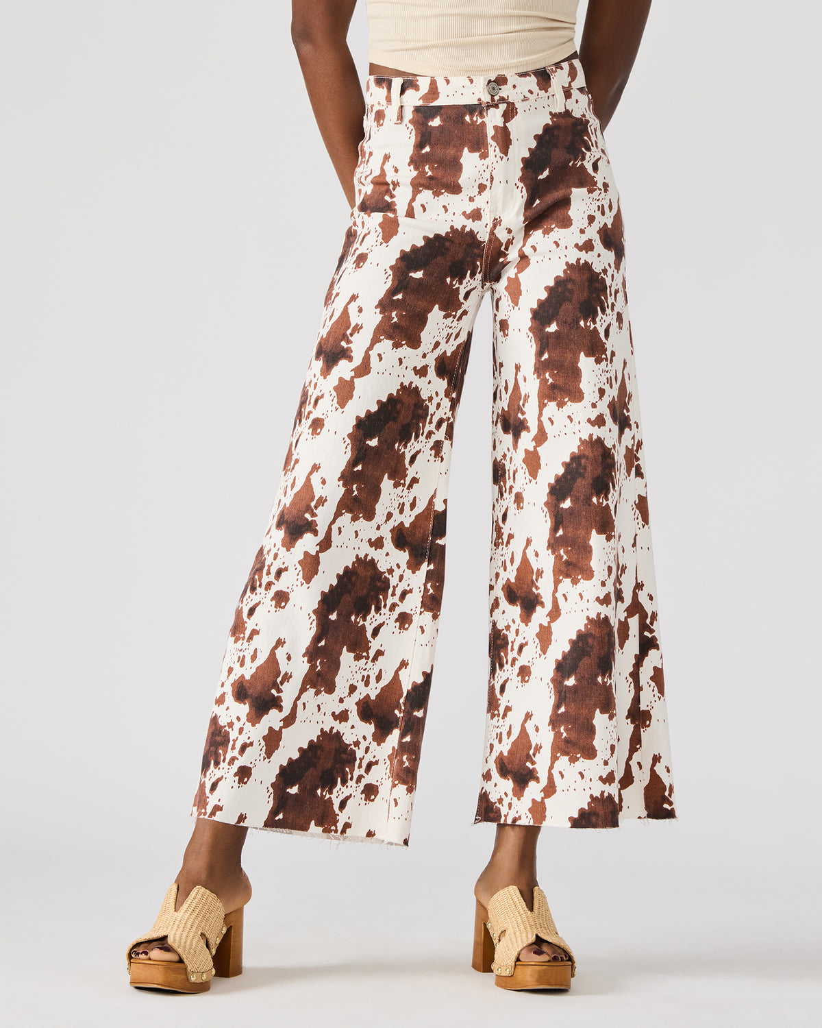 Steve Madden HARLI Brown Cow Print High-Rise Denim Women's Jean