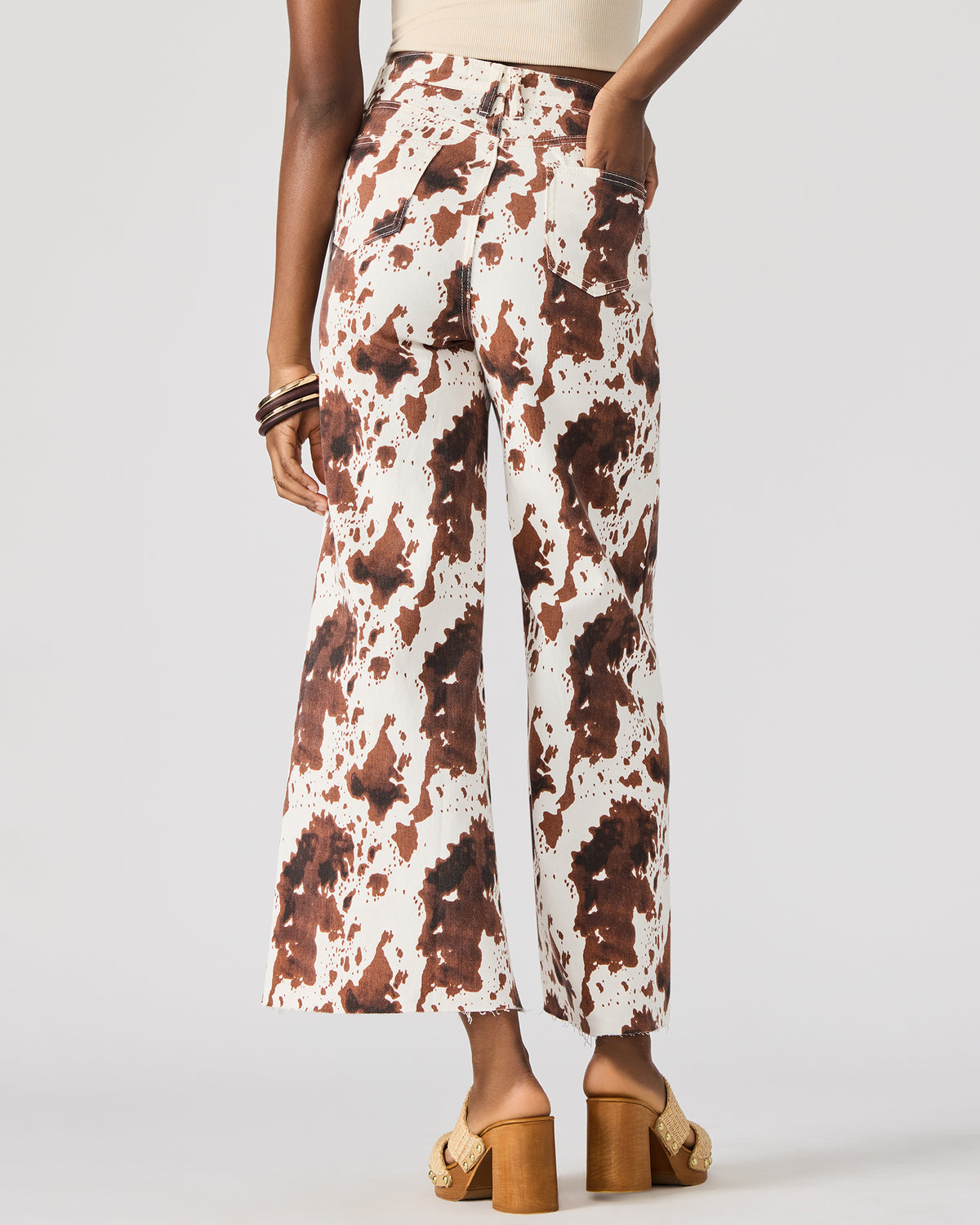 Steve Madden HARLI Brown Cow Print High-Rise Denim Women's Jean