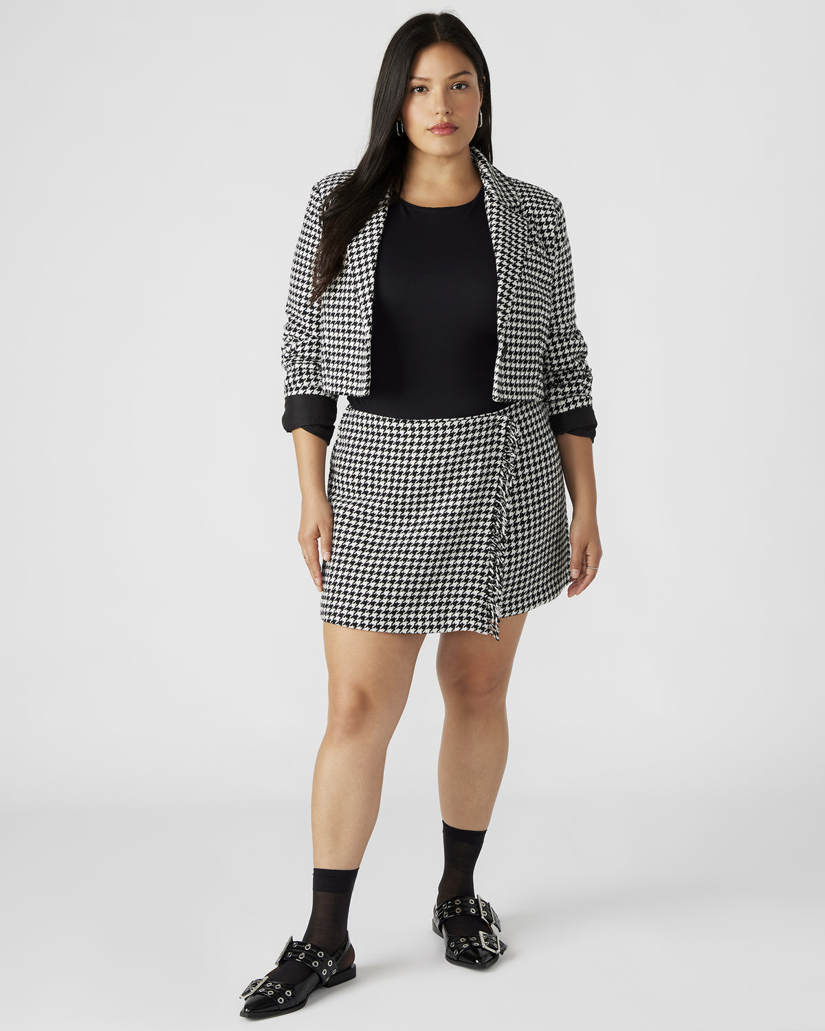 Steve Madden LEON Black/White Women's Wrap Mini Skirt