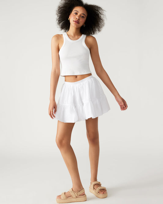 Steve Madden AISHA Skirt White | Women's Balloon Poplin Mini Skirt