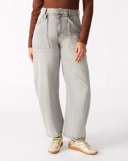 Steve Madden HANSEN Pant Light Grey | Women's Barrel Leg Pants