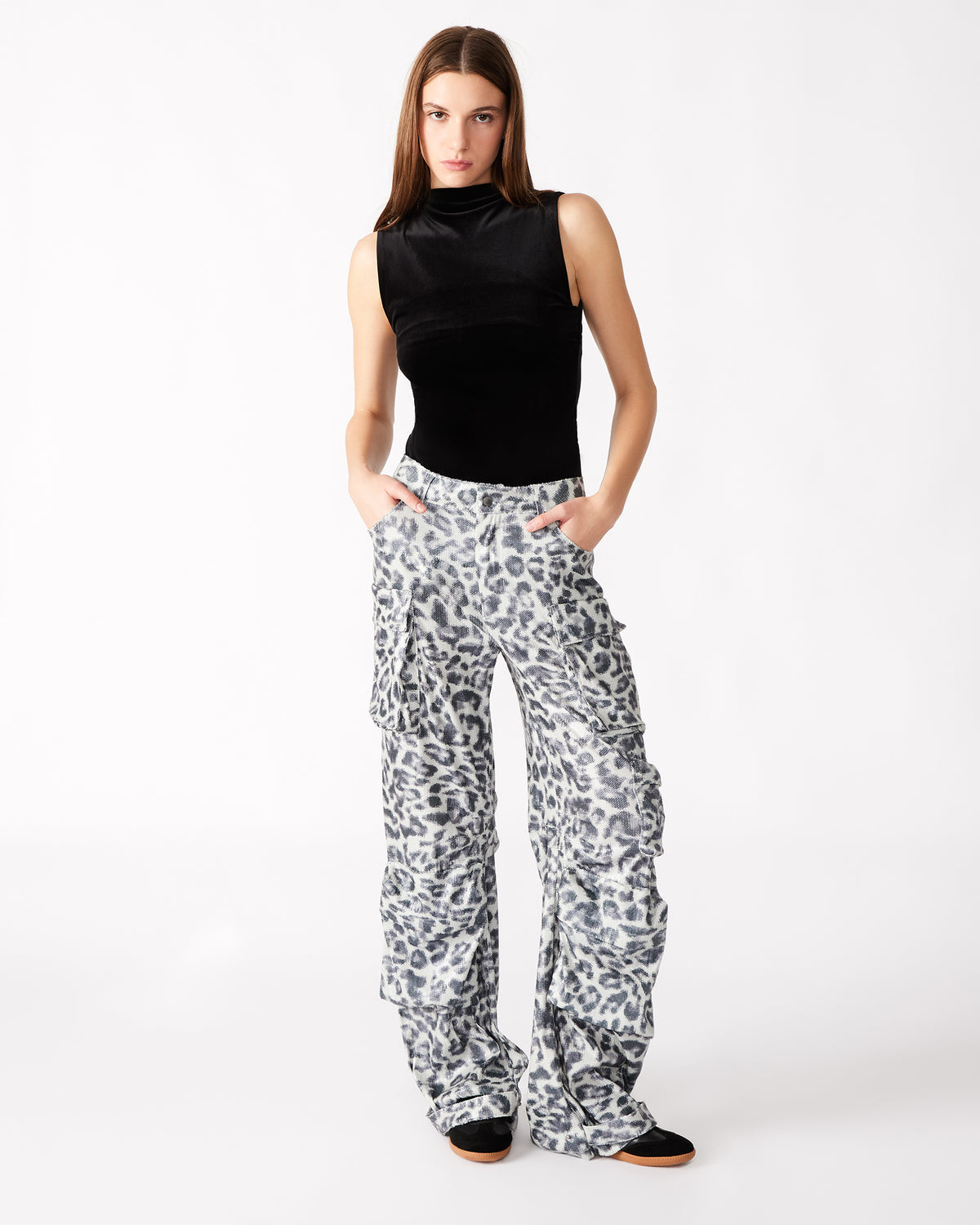 Steve Madden DUO Leopard Sequin Women's Utility Cargo Pants