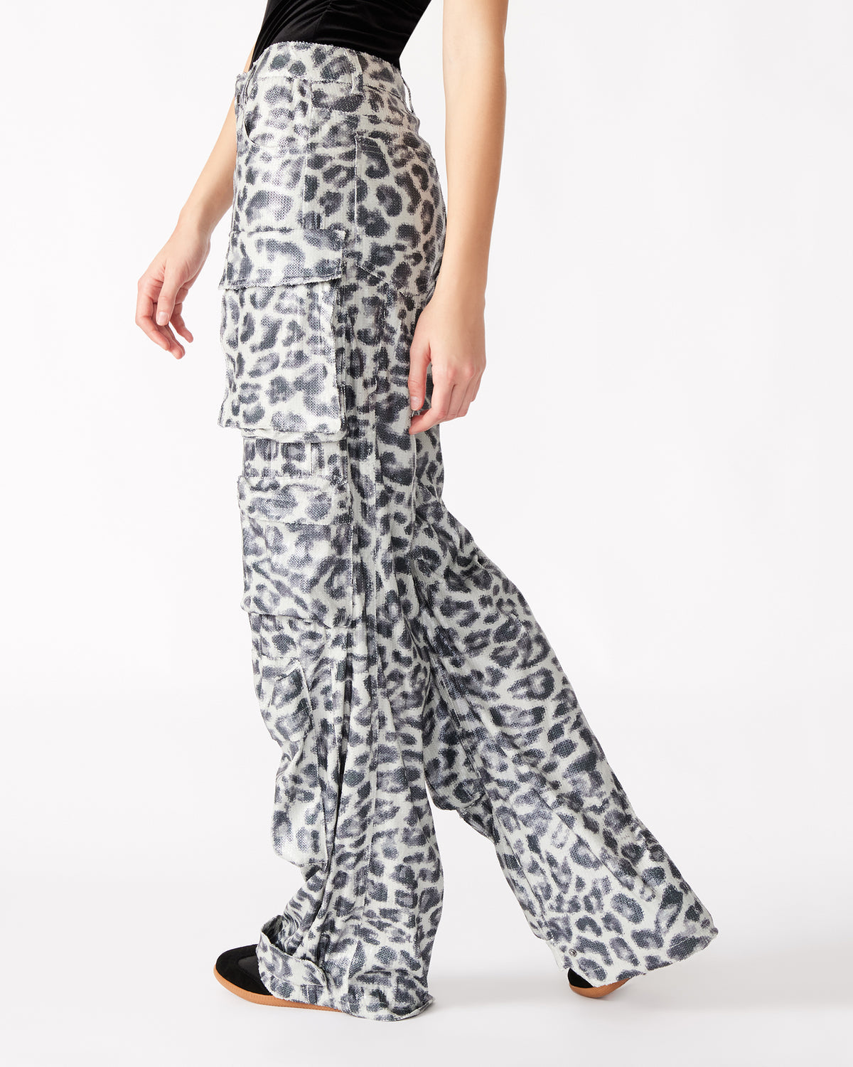 Steve Madden DUO Leopard Sequin Women's Utility Cargo Pants