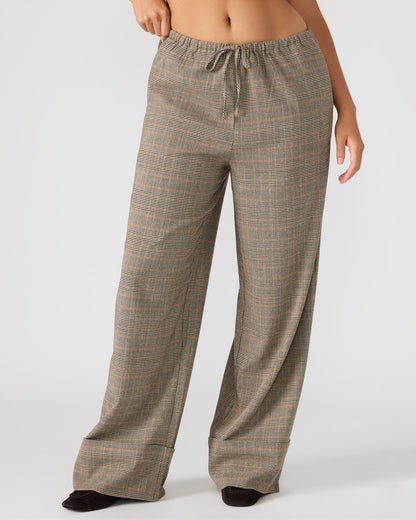 Steve Madden IDRA Brown Pull-On Tie-Front Cuffed Plaid Women's Pants