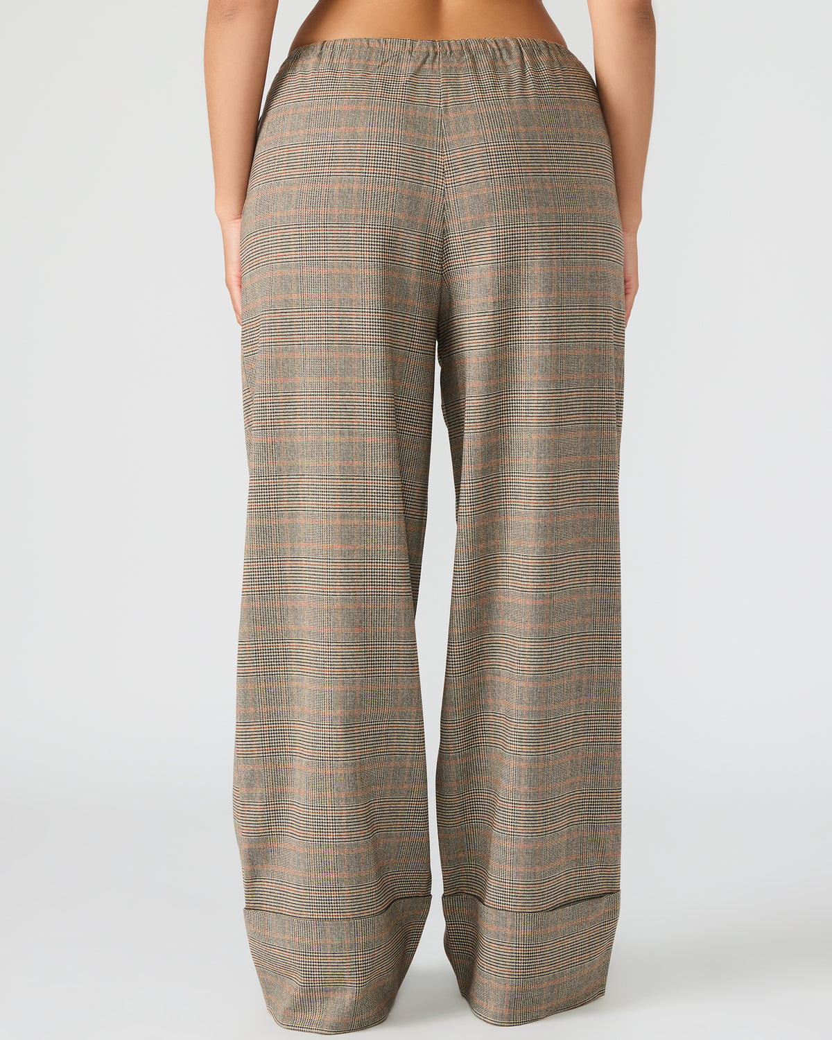 Steve Madden IDRA Brown Pull-On Tie-Front Cuffed Plaid Women's Pants