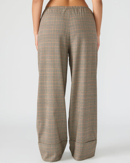 Steve Madden IDRA Brown Pull-On Tie-Front Cuffed Plaid Women's Pants