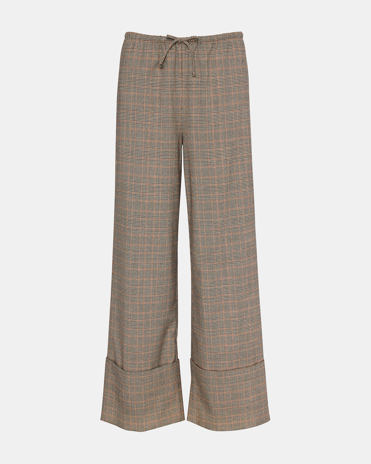 Steve Madden IDRA Brown Pull-On Tie-Front Cuffed Plaid Women's Pants