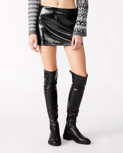 Steve Madden AVIVA Skirt Black | Women's Faux Leather Mini Skirt