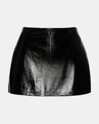 Steve Madden AVIVA Skirt Black | Women's Faux Leather Mini Skirt
