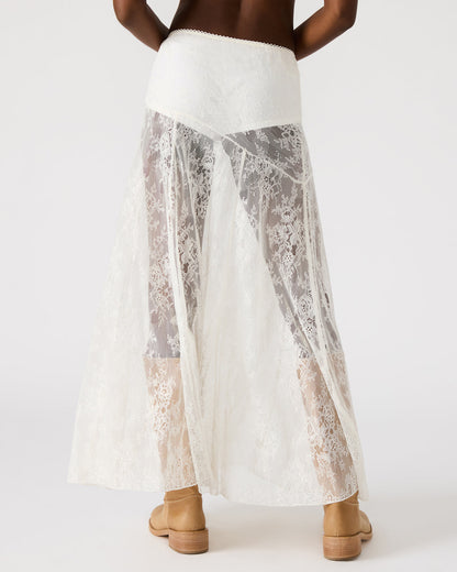 Steve Madden VEERA White Mesh Lace Flowy Maxi Skirt