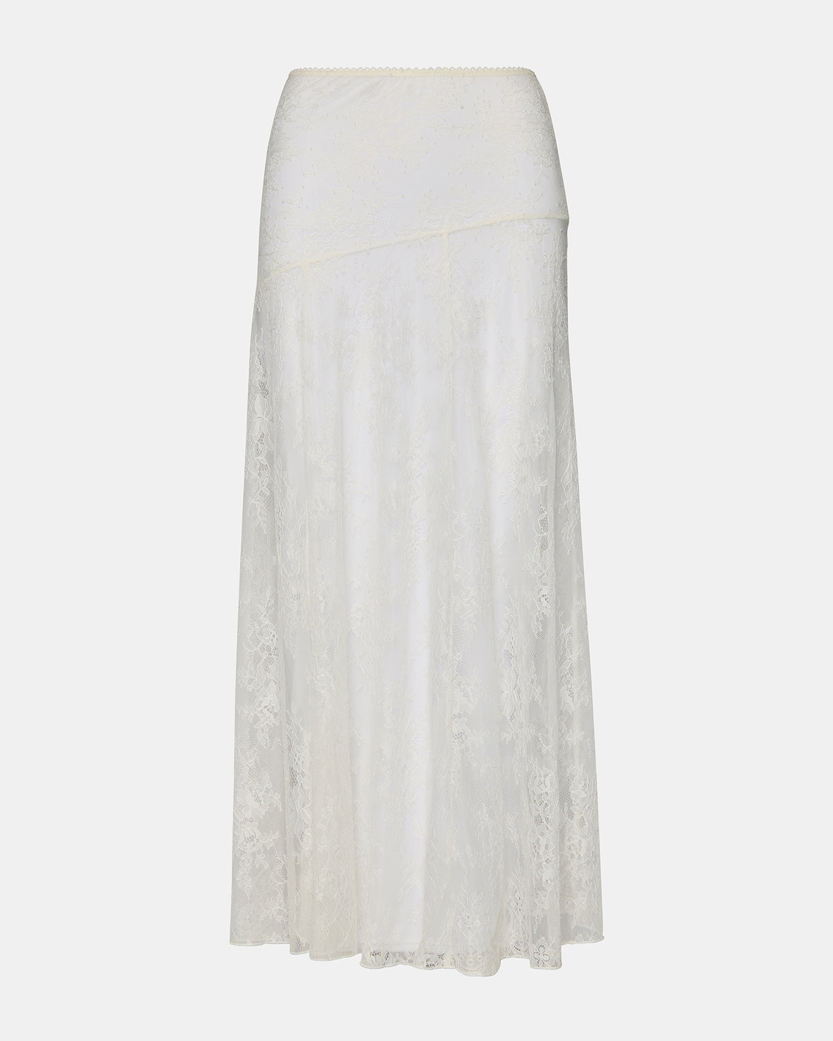 Steve Madden VEERA White Mesh Lace Flowy Maxi Skirt