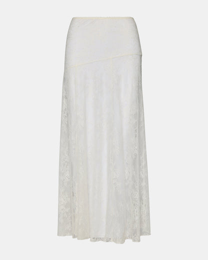 Steve Madden VEERA White Mesh Lace Flowy Maxi Skirt