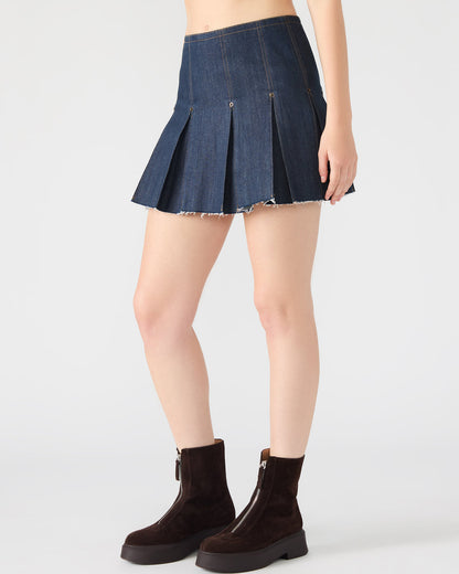 Steve Madden JOAN Deep Indigo Pleated Denim Matching Set Women's Skirt