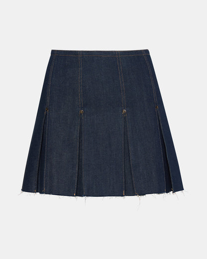 Steve Madden JOAN Deep Indigo Pleated Denim Matching Set Women's Skirt