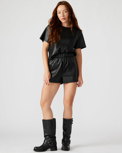 Steve Madden FAUX THE RECORD Short Black | Women's Faux Leather Short