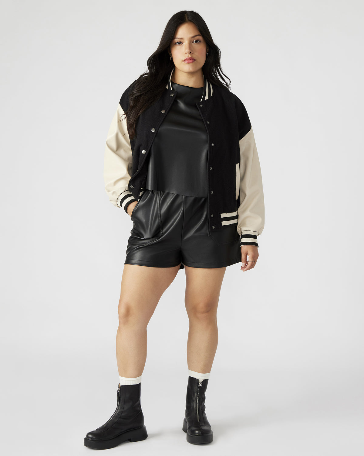 Steve Madden FAUX THE RECORD Short Black | Women's Faux Leather Short