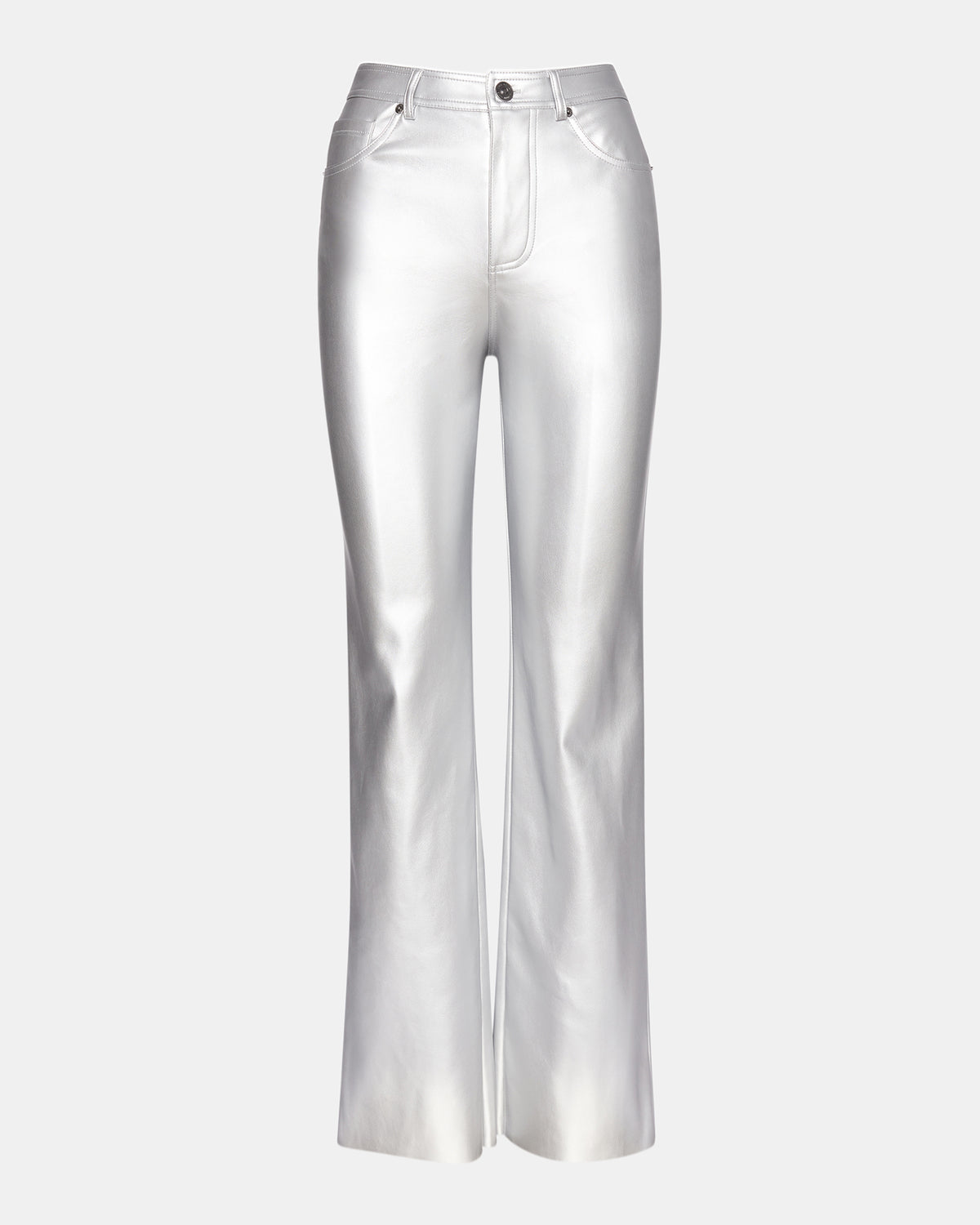 Steve Madden LOREN Pant Silver | Women's Faux Leather Straight Leg Pant